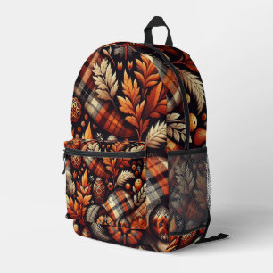 Mochila Impresa Otoño Plaid deja beige Naranja