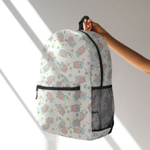 Mochila Impresa Ovejas rosadas con flores y bayas: patrón adorable