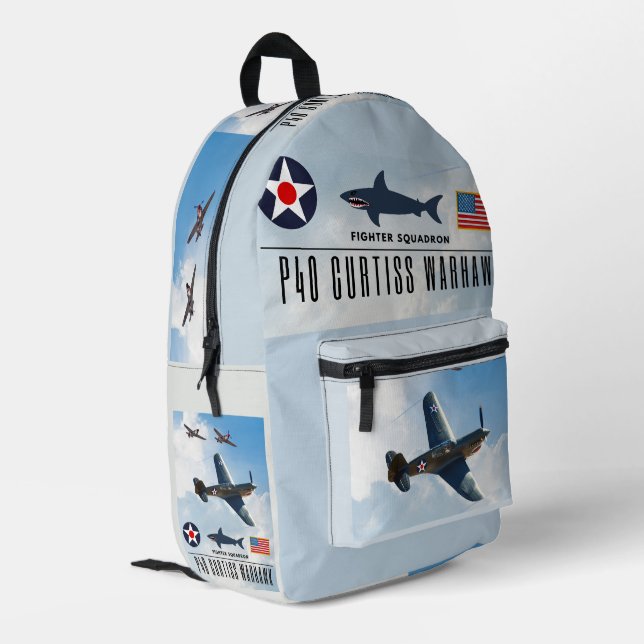 MOCHILA IMPRESA P-40 CURTISS WARHAWK FIGHTER SQUADRON (Esquina izquierda trasera)