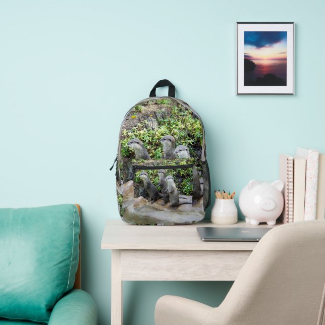 Mochila Impresa **"Paciencia por el agua: Dos pequeñas nutrias gri (in situ)