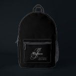 Mochila Impresa Padre De Novia Regalo Elegante Monograma Rústico N<br><div class="desc">Regalo de fiesta nupcial para padre padre de la novia Regalo elegante Monograma Personalizado Nombre del padre y Mochila Rustica Inicial Impreso Negro. Haga clic en personalizar esta plantilla para personalizar con el primer monograma, el nombre del padre de la novia y la fecha del matrimonio rápida y fácilmente. La...</div>