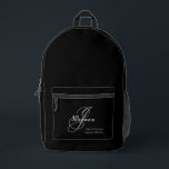 Mochila Impresa Padre De Novia Regalo Elegante Monograma Rústico N<br><div class="desc">Regalo de fiesta nupcial para padre padre de la novia Regalo elegante Monograma Personalizado Nombre del padre y Mochila Rustica Inicial Impreso Negro. Haga clic en personalizar esta plantilla para personalizar con el primer monograma, el nombre del padre de la novia y la fecha del matrimonio rápida y fácilmente. La...</div>