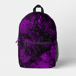 Mochila Impresa Paint Splatt Hatching Efecto púrpura y negro