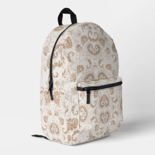 Mochila Impresa Paisley en beige estética moderna Tan Brown