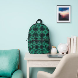 Mochila Impresa Paisley verde y negra
