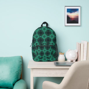 Mochila Impresa Paisley verde y negra