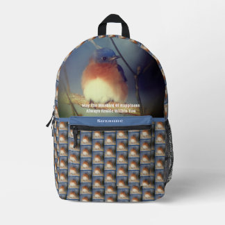 Mochila Impresa Pájaro azul de la felicidad Inspirador personaliza