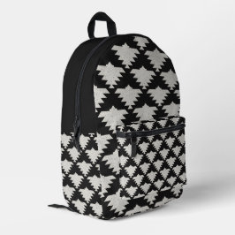 Mochila Impresa Pájaro geométrico tribal vintage | Boho negro y ma
