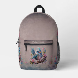 Mochila Impresa Pájaro majestuoso sentado en una rama