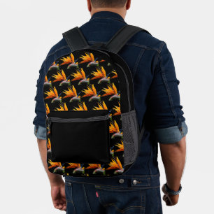 Mochila Impresa Pájaro naranja del patrón de planta de paraíso en 