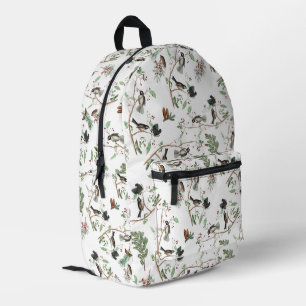 Mochila Impresa Pájaros de pollo Berries y Pinecones