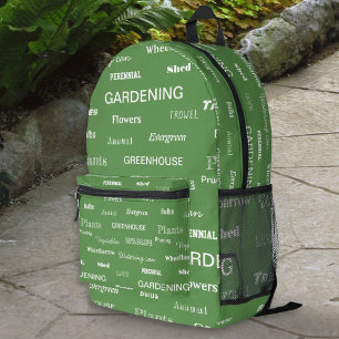 Mochila Impresa Palabras de jardinería estampado Green Garden Love