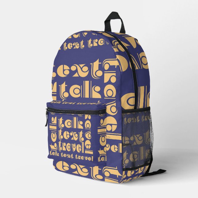 Mochila Impresa Palabras de viaje azul (Esquina derecha trasera )