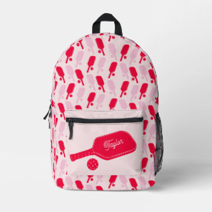 Mochila Impresa Paletas de Pickleball Rojas y Rosadas Personalizad