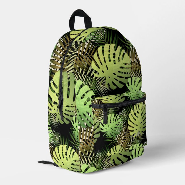 Mochila Impresa Palm de Monstera deja selva tropical (Esquina izquierda trasera)