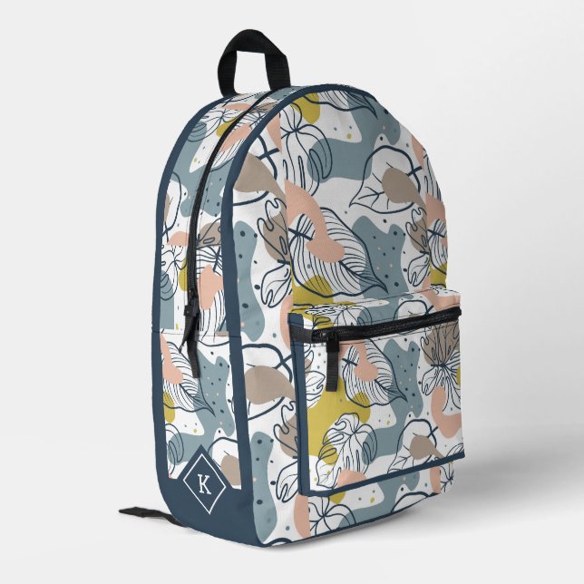 Mochila Impresa Palm Leave Organic Shapes Seamless Pattern (Esquina izquierda trasera)