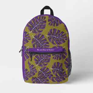 Mochila Impresa Palma Tropical Verde Púrpura