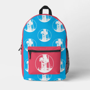 Mochila Impresa Palmeras en círculo Silhouette Guay logotipo de vi