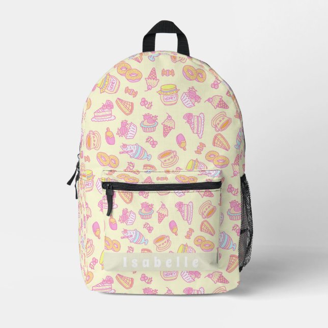 Mochila Impresa Panadería dulce y bebidas Amarillo (Anverso)
