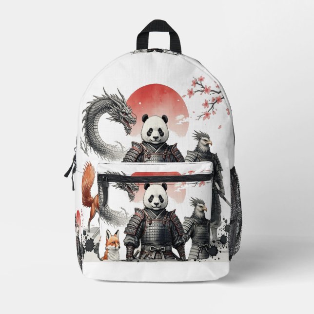 Mochila Impresa Panda Samurai & Mythical Warriors Fantasy Art (Anverso)