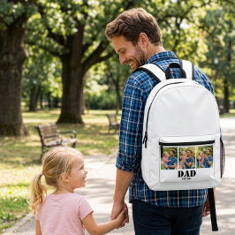 Mochila Impresa Papá Establecido 3 foto Texto Negro Blanco