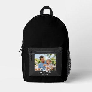 Mochila Impresa Papá Establecido Foto Divertida Negra Blanca