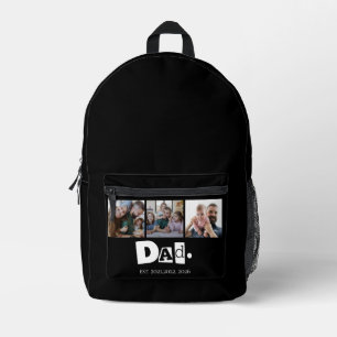 Mochila Impresa Papá Establecido Moderno 3 Niños Colaje de Fotos