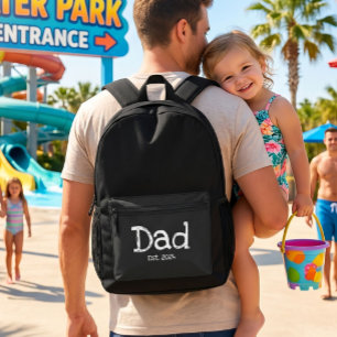 Mochila Impresa Papá Establecido Texto Blanco Negrita
