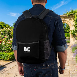 Mochila Impresa Papá Establecido Texto Negro Negrita en Blanco