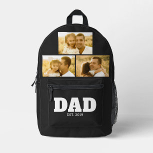 Mochila Impresa Papá Estableció Texto Negrita Negro 3 Fotos