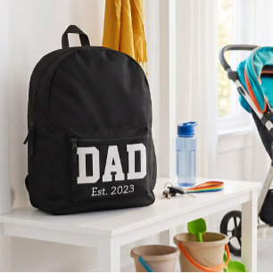 Mochila Impresa Papá Estableció Texto Negro Negrita en Blanco