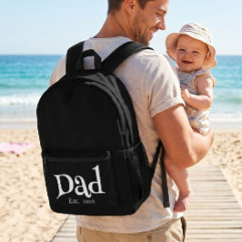 Mochila Impresa Papá Negro Establecido Nuevo Papá Simple y Negrita
