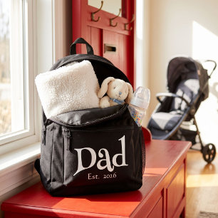 Mochila Impresa Papá Negro Establecido Nuevo Papá Simple y Negrita