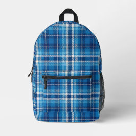Mochila Impresa Paquete de respaldo de Blue Plaid