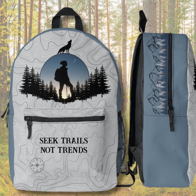 Mochila Impresa Paquete de senderismo para explorar Blue y Gray (Wilderness Explorer Hiking Trail Pack)