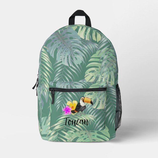 Mochila Impresa Paquete posterior de diseño táctil tropical (Anverso)