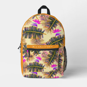 Mochila Impresa Paraiso de Palma Naranja Amarillo