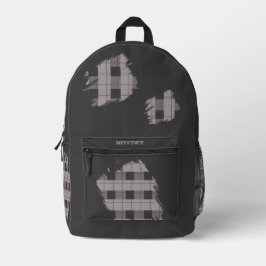 Mochila Impresa Parches de cuadros grises y grises, nombre