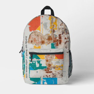 Mochila Impresa Pared pintada de antaño con graffiti