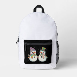 Mochila Impresa Pareja de muñecos de nieve de dibujos animados lin
