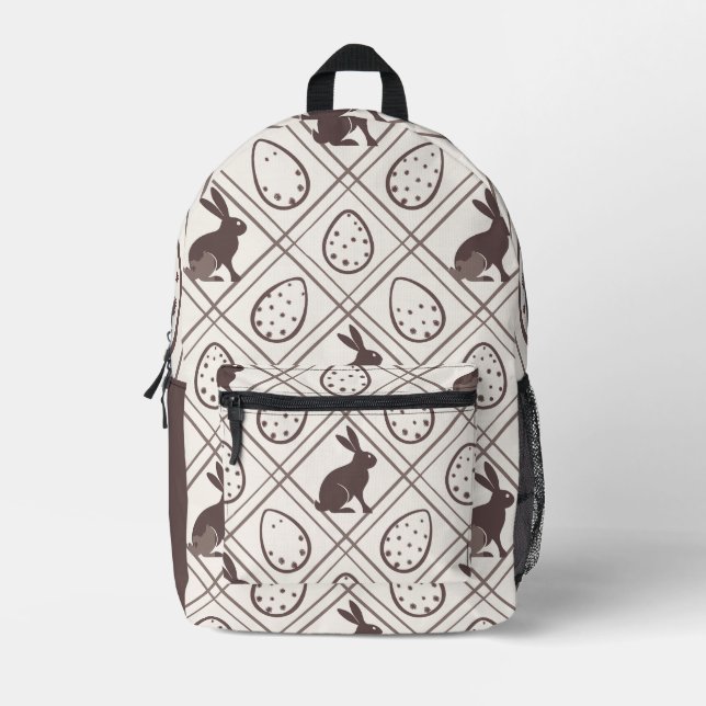 Mochila Impresa Pascua de cuadros marrones   (Anverso)