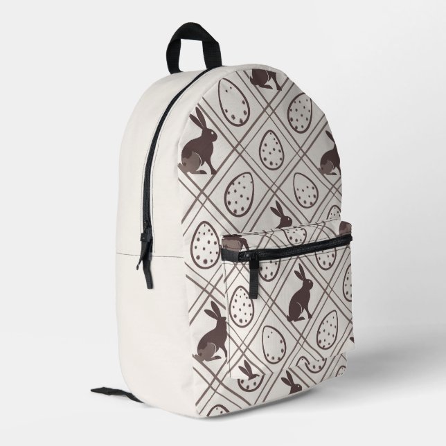 Mochila Impresa Pascua de cuadros marrones   (Esquina izquierda trasera)