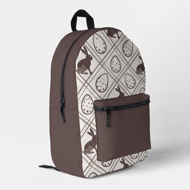 Mochila Impresa Pascua de cuadros marrones   (Esquina izquierda trasera)
