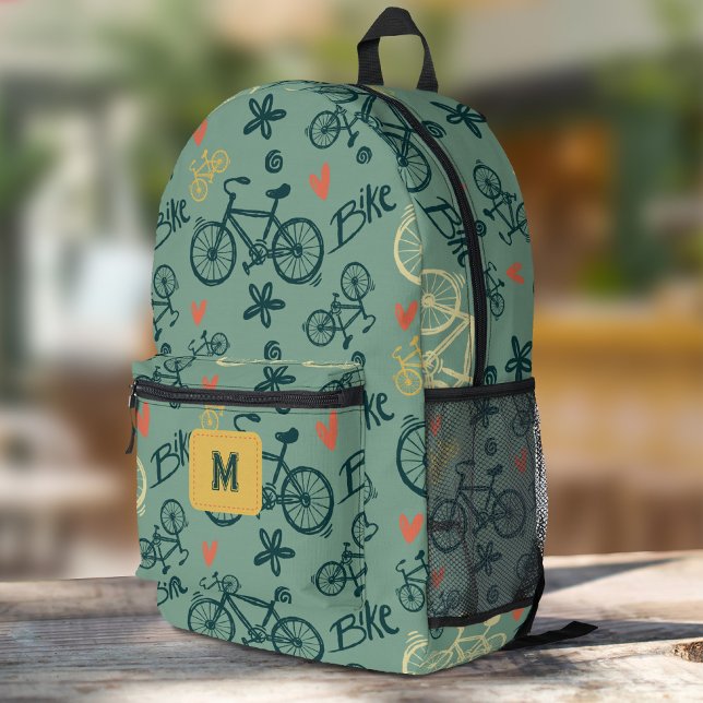 Mochila Impresa Pasemos por el moderno patrón de bicicleta verde (Subido por el creador)