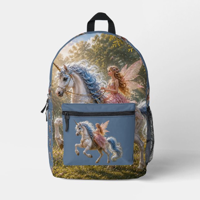Mochila Impresa Paseo de Unicornio Encantado de Hada (Anverso)