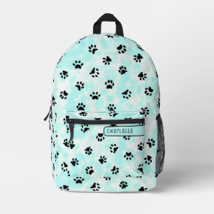 Mochila Impresa Pastel Azul Teal Blanco Patrón Shibori de Pata Lin