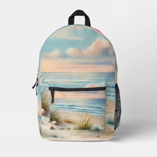 Mochila Impresa Pastel Coastal Dunes Watercolor (Anverso)