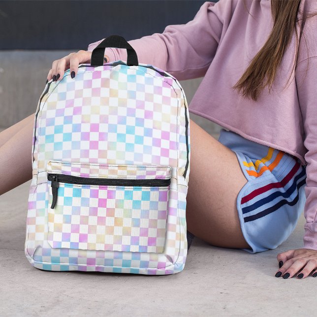 Mochila Impresa Pastel de Chicas Cuidados con arcoiris a cuadros (Subido por el creador)