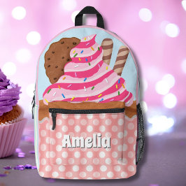 Mochila Impresa Pastel de chocolate rosa con escarcha personalizad