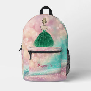 Mochila Impresa Pastel Gradiente Purpurina Rainbow Bokeh